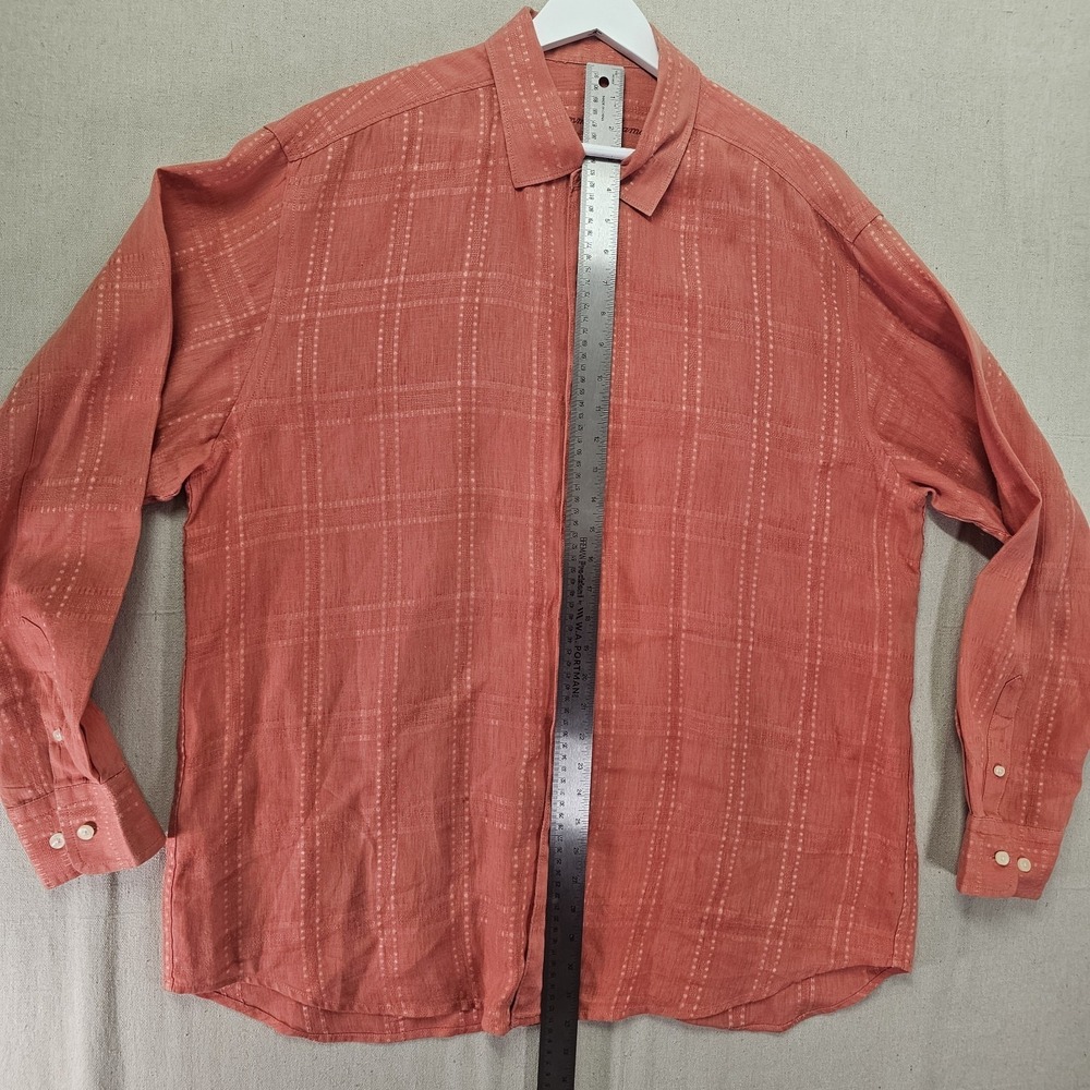 TOMMY BAHAMA Corsica Stitched Plaid Men's XL Orange Button Up 100% Linen T31947 - Picture 5 of 9
